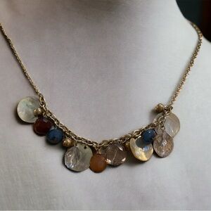 Multi media dangle necklace. Earth tones